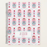 Cute Pink Matryoshka Nesting Doll Planner<br><div class="desc">A cute pink and blue matryoshka pattern decorates this planner. Personalize it with your name and date. Fun for back to school or as a gift. Designed for you by Blackberry Boulevard.</div>
