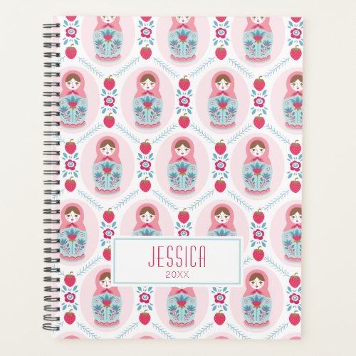 Cute Pink Matryoshka Nesting Doll Planner