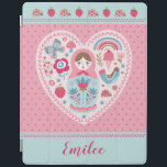 Cute Pink Matryoshka Russian Doll iPad Smart Cover<br><div class="desc">A cute matryoshka Russian nesting doll decorates this Ipad Smart Cover. The matryoshka is in a heart shape with birds , butterflies and flowers. Cute for back to school. Personalize it with your name. Designed for you by Blackberry Boulevard.</div>