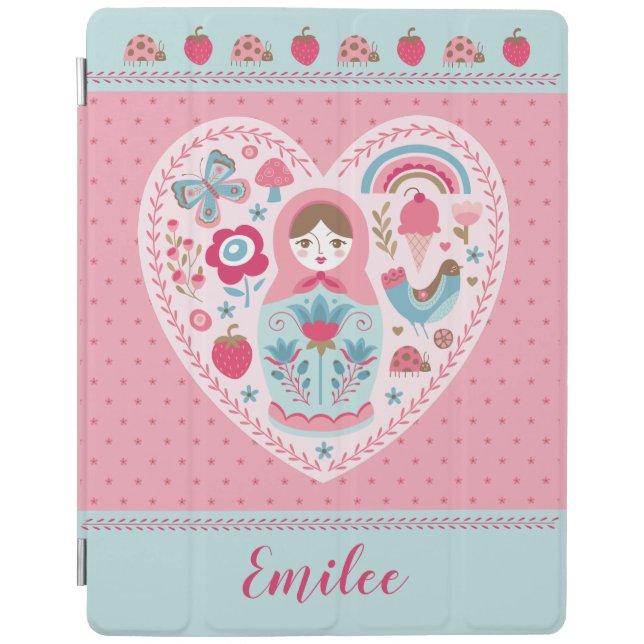 Cute Pink Matryoshka Russian Doll iPad Smart Cover (Front)