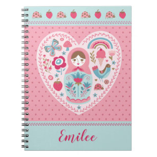 Cute Pink Matryoshka Russian Doll Notebook