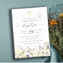 Cute Pink Meadow Floral Butterfly Baptism Invite