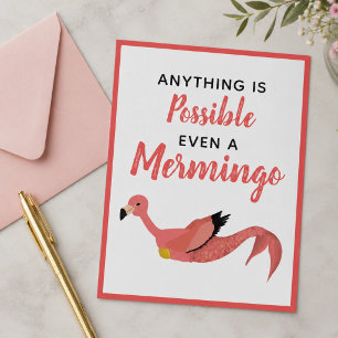 Cute Pink Mermaid Flamingo Inspirational Quote  Postcard