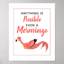 Cute Pink Mermaid Flamingo Inspirational Quote Poster