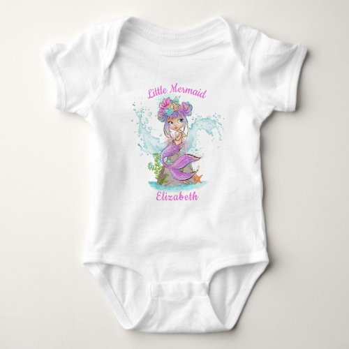 Cute Pink Mermaid New Baby Bodysuit