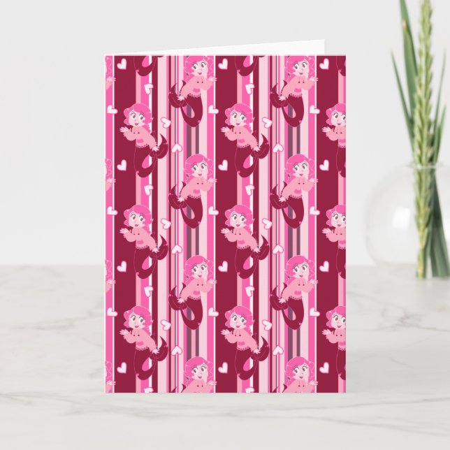 Cute Pink Mermaid pattern Card (Front)