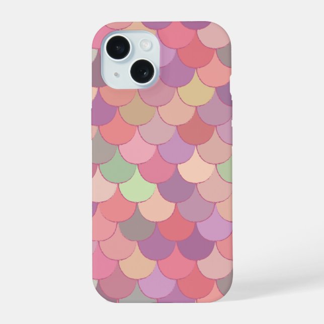 Cute Pink Mermaid Pattern iPhone 15 Case (Back)
