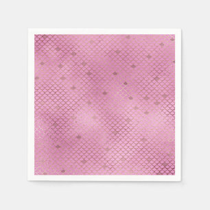 Cute Pink Mermaid Scales for a Birthday Party Napkins