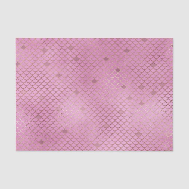 Cute Pink Mermaid Scales for a Birthday Party Tissue Paper (Front)