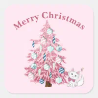 Pink Kawaii Christmas Tree' Sticker