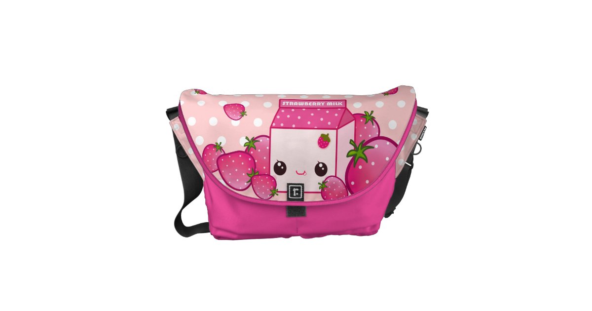 Cute Pink Milk Carton With Kawaii Strawberries Messenger Bag Zazzle Cute Pink Milk Carton With Kawaii Strawberries Messenger Bag Zazzle