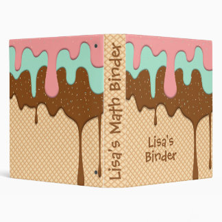 cute pink, mint and chocolate ice cream coneBinder 3 Ring Binder