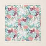 Cute Pink Mint Peony & Succulent Floral Hand Paint Scarf<br><div class="desc">An elegant hand paint brush strokes colorful romantic watercolor floral whimsical illustration, featuring peonies, succulents, cactus and other flowers, green mint and teal leaves and eucalyptus foliage, watercolor splatters, stains and drips paint, hot pink, blush, soft pink, green, mint, vibrant yellow, orange, red, blue, gray, green and white colors, on...</div>