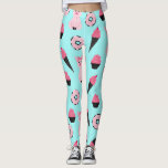 Cute Pink Mint Piggy Donut Ice Cream Cone Pattern Leggings<br><div class="desc">This cute and fun pattern is perfect for the trendy and stylish woman or girl. It features blush pink, bubblegum pink, and black hand-drawn pig, donuts, and ice cream cone illustrations on top of a mint blue background. It's adorable, playful, sweet, and unique. ***IMPORTANT DESIGN NOTE: For any custom design...</div>