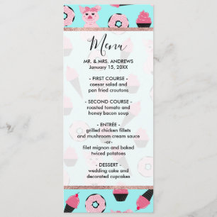 Cute Pink Mint Piggy Donut Ice Cream Cone Pattern Menu