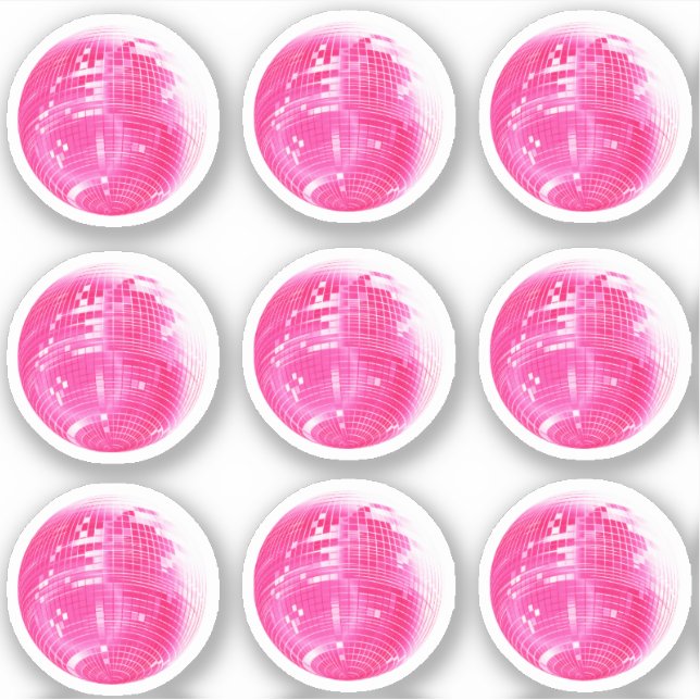 Cute Pink Mirror ball 9 Sticker Set (Front)