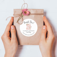 Cute Pink Mixer Bakery Business Thank you Sticker