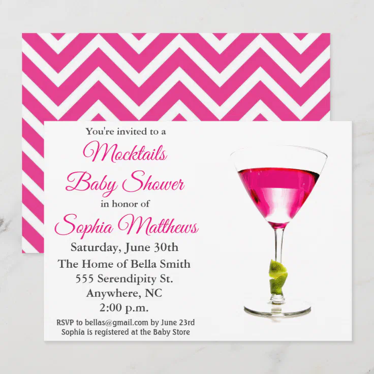 Cute Pink Mocktails Baby Shower Invitation Zazzle