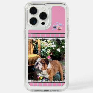 Cute Pink Modern English Bulldog Dog Art iPhone 15 Pro Max Case