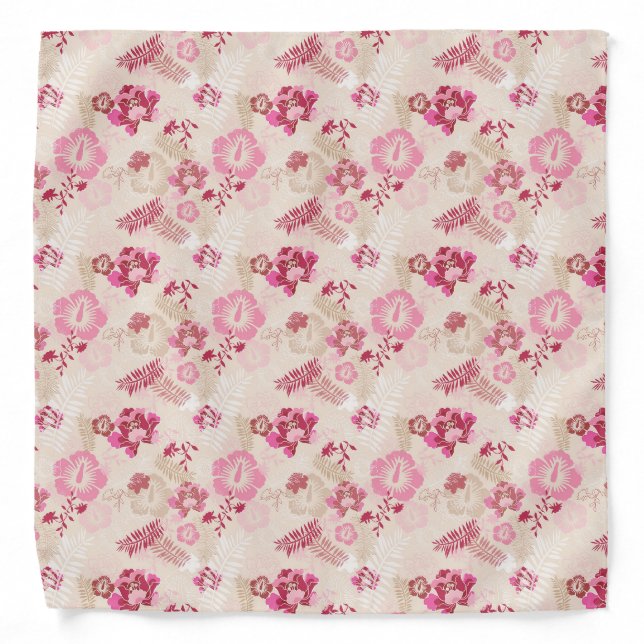 Cute pink modern flowers pattern bandana (Front)