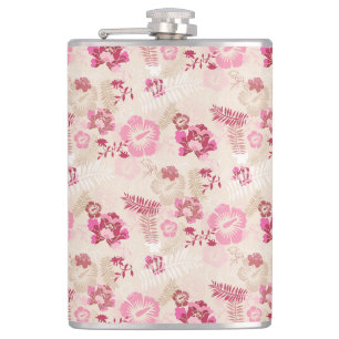 Cute pink modern flowers pattern flask