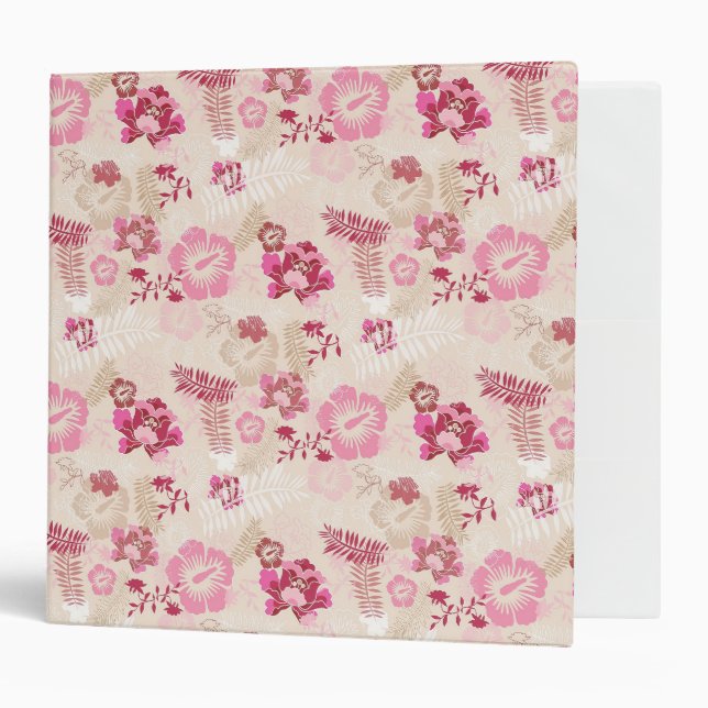 Cute pink modern flowers pattern High-Top sneakers 3 Ring Binder (Front/Inside)