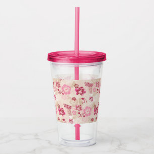 Cute pink modern flowers pattern High-Top sneakers Acrylic Tumbler