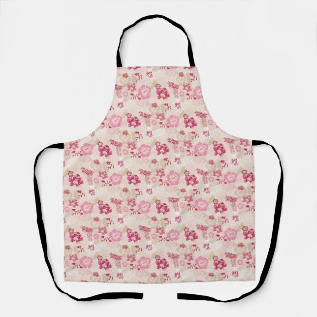 Cute pink modern flowers pattern High-Top sneakers Apron (Front)