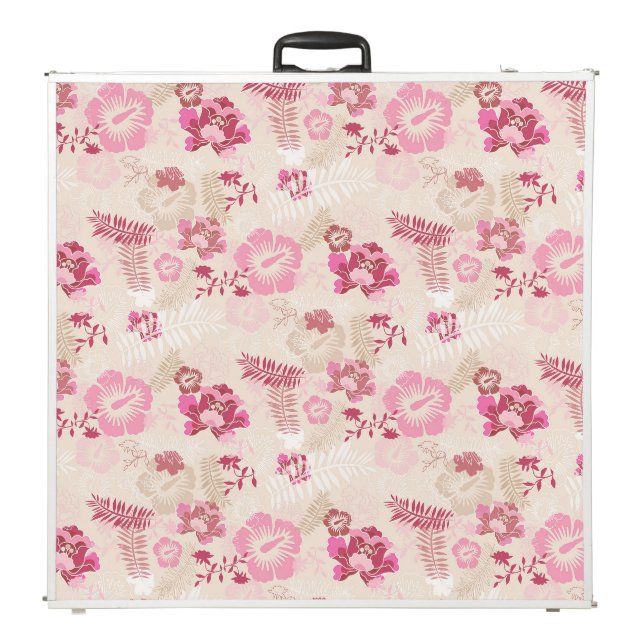 Cute pink modern flowers pattern High-Top sneakers Beer Pong Table (Folded)