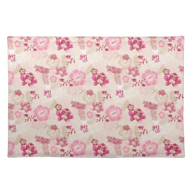 Cute pink modern flowers pattern High-Top sneakers Cloth Placemat (Front)