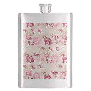 Cute pink modern flowers pattern High-Top sneakers Flask