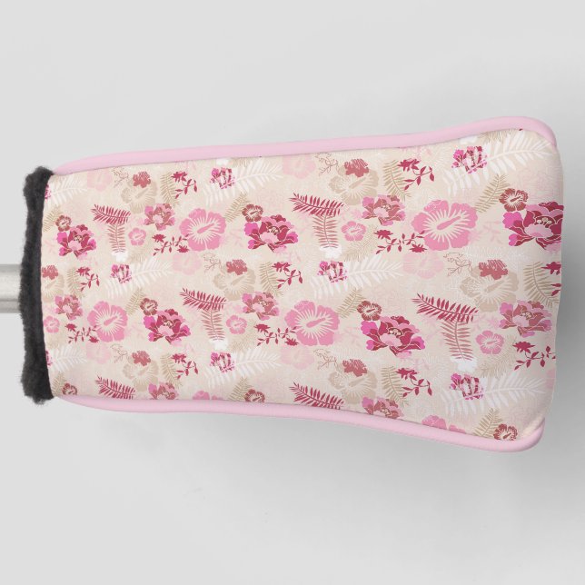 Cute pink modern flowers pattern High-Top sneakers Golf Head Cover (Front)