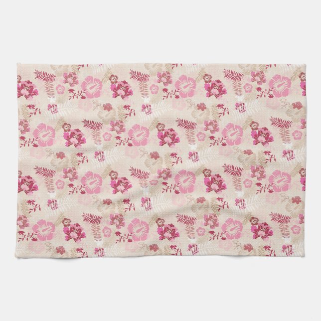Cute pink modern flowers pattern High-Top sneakers Kitchen Towel (Horizontal)