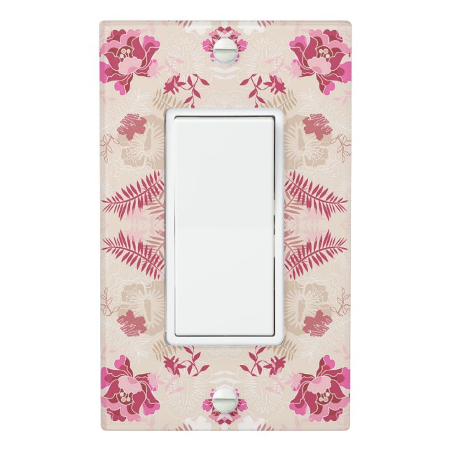 Cute pink modern flowers pattern High-Top sneakers Light Switch Cover (In Situ)