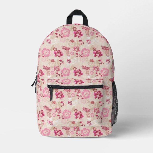 Cute pink modern flowers pattern High-Top sneakers Printed Backpack (Front)