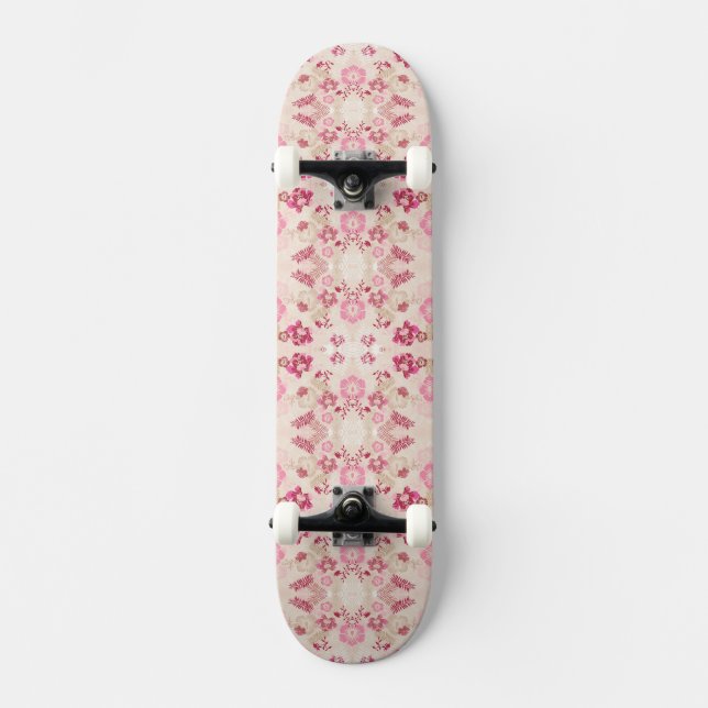Cute pink modern flowers pattern High-Top sneakers Skateboard (Front)