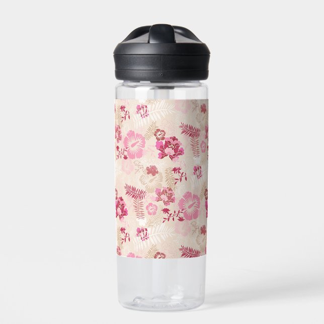 Cute pink modern flowers pattern High-Top sneakers Water Bottle (Front)