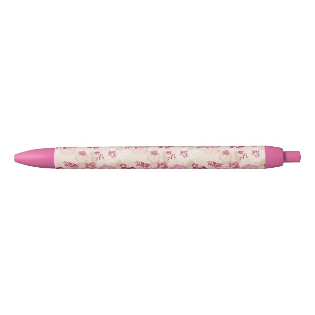Cute pink modern flowers pattern pen (Front)