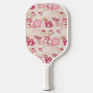 Cute pink modern flowers pattern pickleball paddle