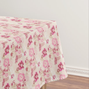 Cute pink modern flowers pattern tablecloth