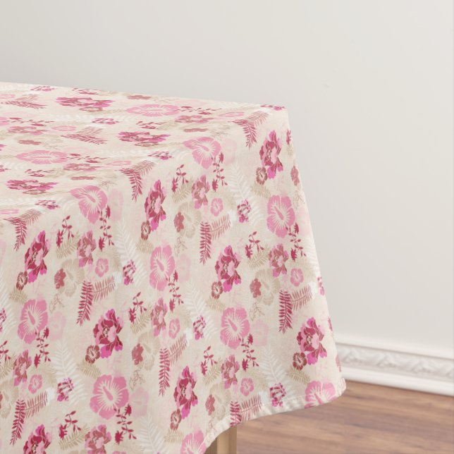 Cute pink modern flowers pattern tablecloth (In Situ)