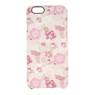 Cute pink modern flowers pattern clear iPhone 6/6S case
