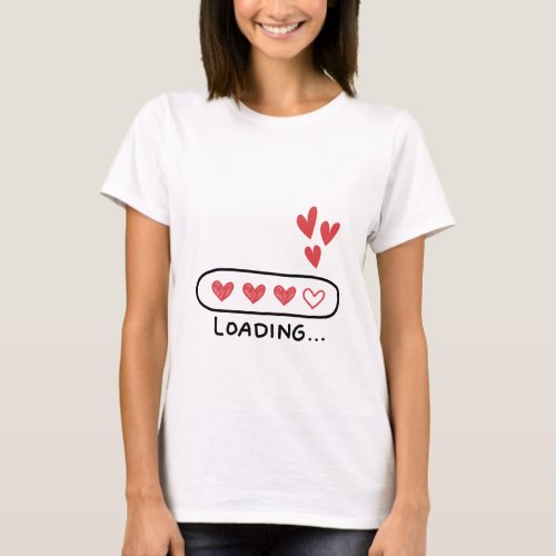 Cute Pink modern Loading Hearts Battery Charging T_Shirt