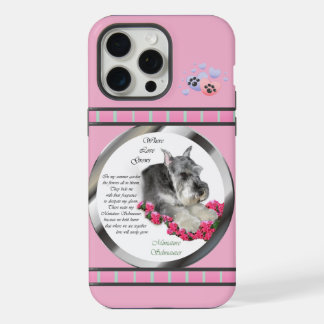 Cute Pink Modern Miniature Schnauzer Dog Art iPhone 15 Pro Max Case