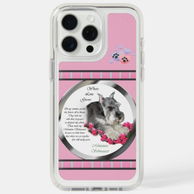 Cute Pink Modern Miniature Schnauzer Dog Art iPhone 15 Pro Max Case