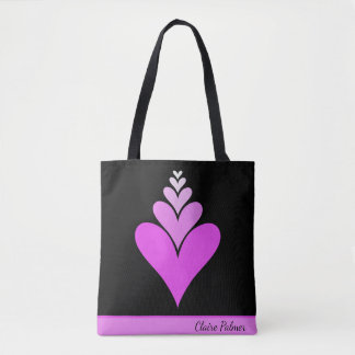 Cute pink modern trendy heart design tote bag
