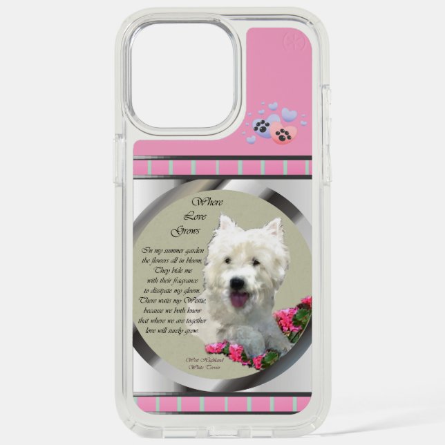 Cute Pink Modern Westie Dog Art Speck iPhone Case (Front)