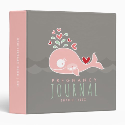 Cute Pink Mommy Whale Twin Girls Pregnancy Journal Binder