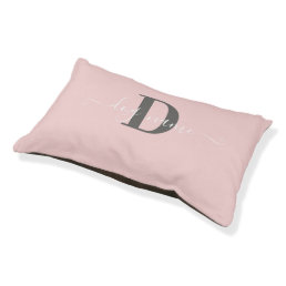 Cute Pink Monogram Dog Name Initial Personalized Pet Bed