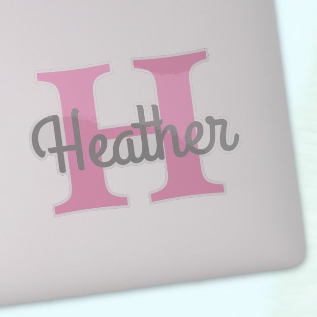 Cute Pink Monogram Transparent Sticker (Creator Uploaded)